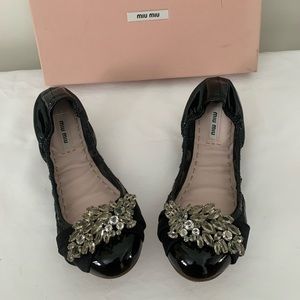 Authentic Miu Miu ballet flats with crystals
